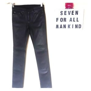 7 for all Mankind SHINY POLISHED BLACK SKINNY 25